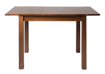 Wooden table with rectangle tabletop isolated on white