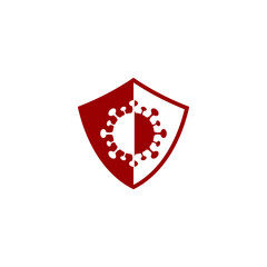 virus shield security vector logo design