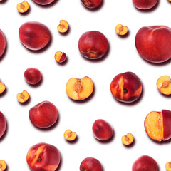 peach seamless pattern on white background