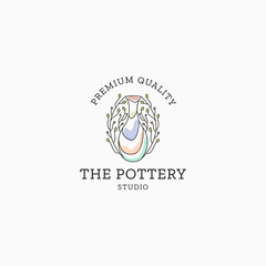 Pottery logo icon design template premium vector