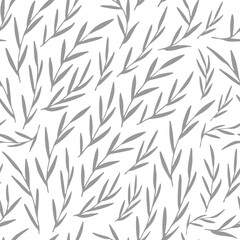 Seamless pattern. Hand drawn gray leaves.