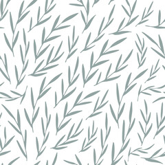 Vector seamless pattern. Hand drawn gray leaves. 