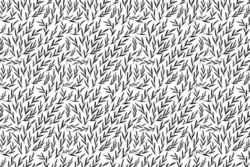 Black and white background. Hand drawn gray leaf pattern.