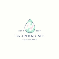 Simple abstract water drop line logo icon design template premium vector