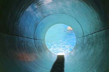 slide in the water Park from the inside