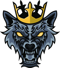 Wolf head with crown