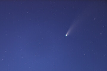 Closeup Neowise comet C/2020 F3 (NEOWISE) in night sky over Chiang Mai Thailand © jat306