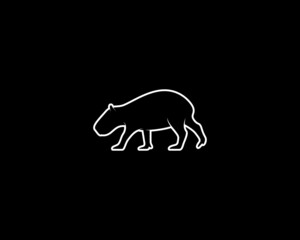 Capybara Silhouette on Black Background. Isolated Vector Animal Template for Logo Company, Icon, Symbol etc