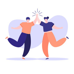 friendship day celebration with young couple characters