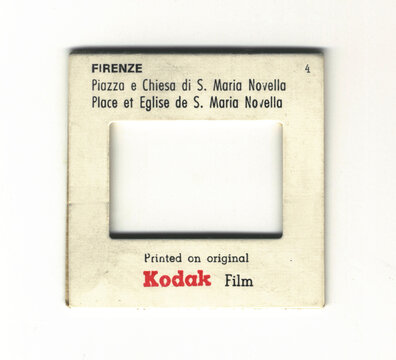London, England, 06/06/2016 Kodachrome kodak film Transparency Vintage Slide film mount, isolated on a white background