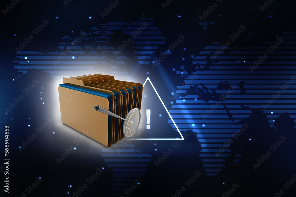 Poster 3d rendering folder with documents