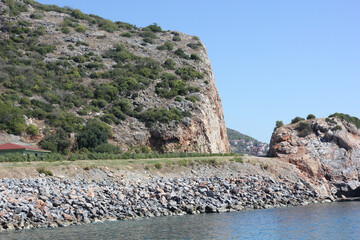 Alanya, TURKEY - August 10, 2013: Travel to Turkey. The waves of the Mediterranean Sea. Water...