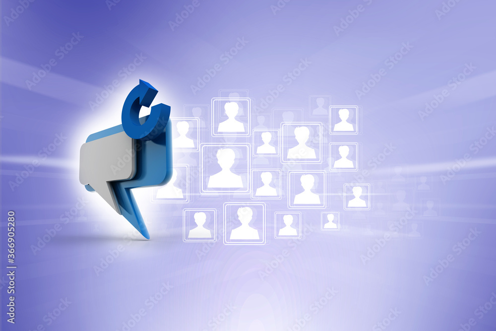 Poster 3d rendering chat box with arrow
