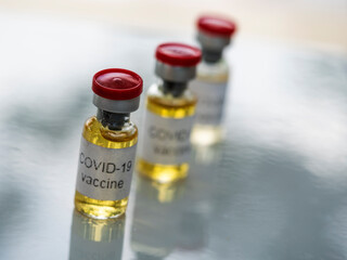 In this photo illustration, vials labelled as Coronavirus vaccine seen displayed as the world anxiously awaits for the vaccine against coronavirus.
