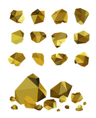 Set of vector gold rock,gold nuggets Vector