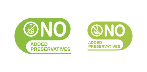 No added preservatives stamp with crossed flask - isolated vector icon for healthy food and cosmetics products packaging 