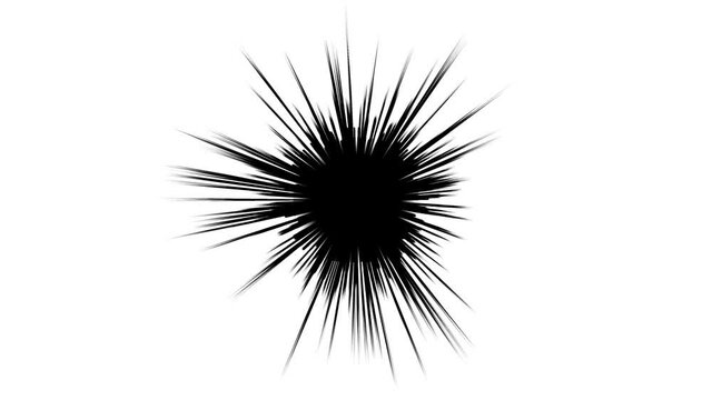 Japanese comic material. Speed line, Effect line, Concentration line. Cartoon concentrated line loop animation. Manga speed frame. Black and white radial lines. High speed.