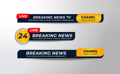 Set Of Broadcast News Lower Thirds Banner Template for Television, Media Channel, Video. Vector Illustration