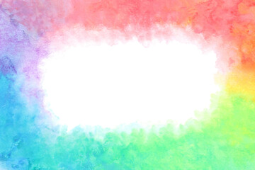 カラフル フレーム 虹 水彩 背景