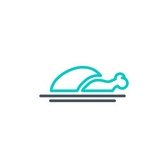 Fototapeta premium holiday turkey chicken outline flat icon. Single high quality outline logo symbol for web design or mobile app. Thin line sign design logo. Black and blue icon pictogram isolated on white background