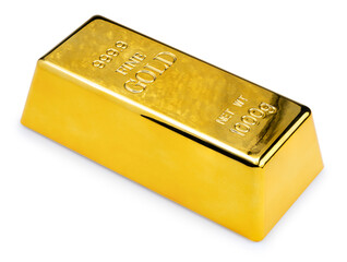 Gold bar isolated on white background. Gold bullion isolated on white background With clipping path,