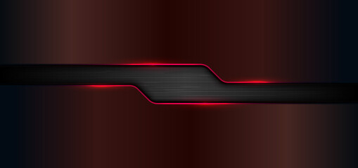 3D banner web template geometric red glow shiny metallic on black metal background and texture © phochi