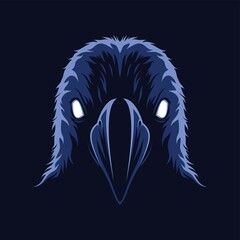 Raven head illustration vector