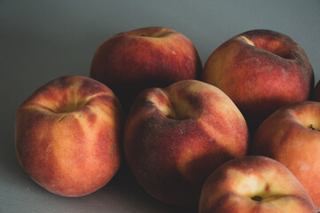 Fototapeta na wymiar macro of fresh peaches on the table