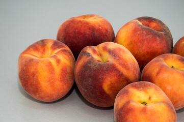 macro of fresh peaches on the table