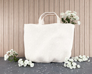 blank bag with flowers