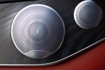 Round speakers in a modern car - obrazy, fototapety, plakaty