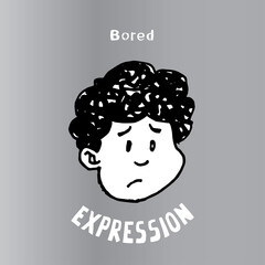 This illustration to express Bored. It can be used as emoticons and emojis.