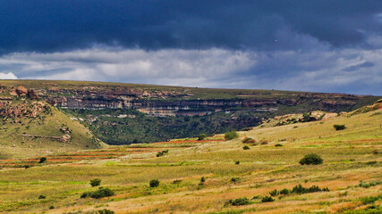 Fototapeta premium Cloudy afternoon in the Clarens rural area of the Free Stats, South Africa
