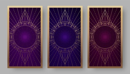 Tarot cards back set with geometric symbols - 366912811