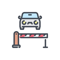 Car with Barrier color line icon. Private Parking Zone vector outline colorful sign.