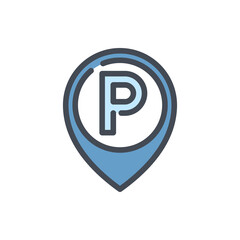 Parking Location Pointer color line icon. Parking Place Marker vector outline colorful sign.