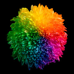 Multicolored chrysanthemum on a black background