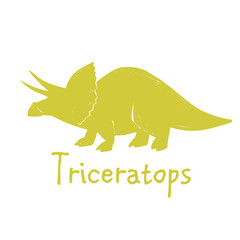 Triceratops. Cute dinosaur doodle t-shirt design. Funny Dino collection. Textile design for baby boy on white background. Cartoon monster vector illustration.