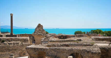 Panoramic view of ancient Carthage.Archaeological excavations. Tunis, Tunisia - 366915077