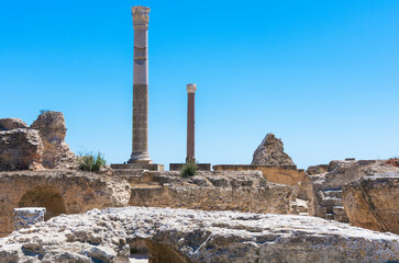 Panoramic view of ancient Carthage.Archaeological excavations. Tunis, Tunisia - 366915251