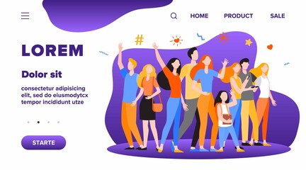 Multicultural people standing together isolated flat vector illustration. Cartoon diverse characters of multinational community members. Society and public concept