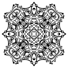 Vector black floral ethnic ornamental illustration