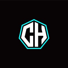 C H initials modern polygon logo template
