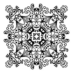 Vector black floral ethnic ornamental illustration