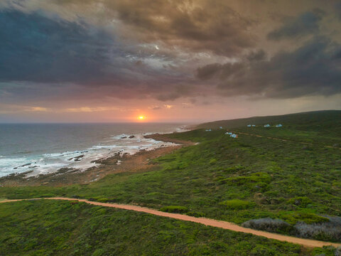 Drone photo of a the coast line at Gourikwa Reserve near Gouritsmond, Garden Route, Western Cape, South Africa