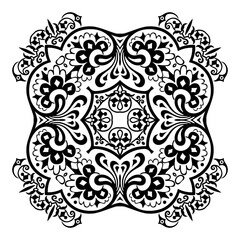 Vector black floral ethnic ornamental illustration