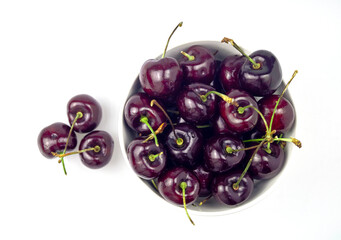 group of red and dark red cherries