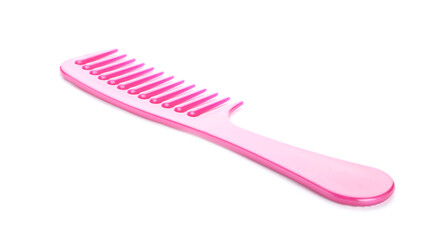 New pink hair comb isolated on white