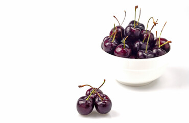 group of red and dark red cherries