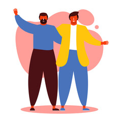 friendship day celebration with young men couple characters